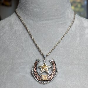Elegant Silver and Gold Star Pendant Necklace